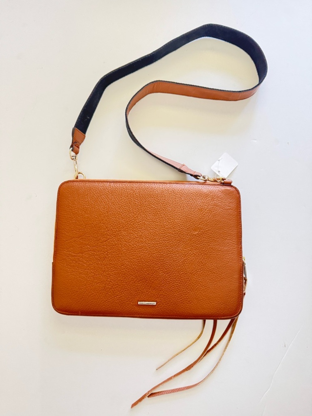 Rebecca Minkoff Cognac Leather Laptop Case with Strap